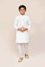 Joban Fashion Pure Linen White Kurta With Straight Fit Pant | Grocsy