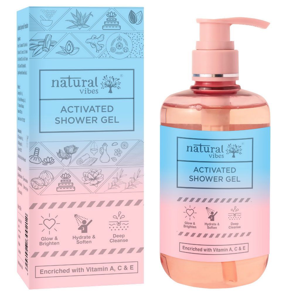 Natural Vibes Activated Shower Gel Body Wash - Glow, Hydrate, Deep Cleanse & Soften | Grocsy
