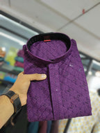 Anaita Lavender Embroidered Rayon Straight Kurta | Grocsy