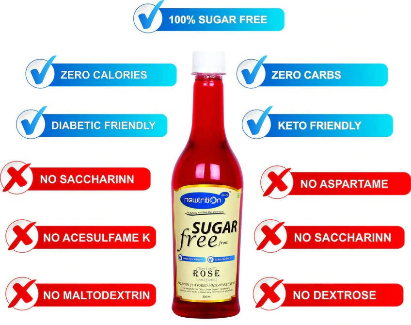Newtrition Plus Sugar Free Rose & Orange Syrup | Grocsy