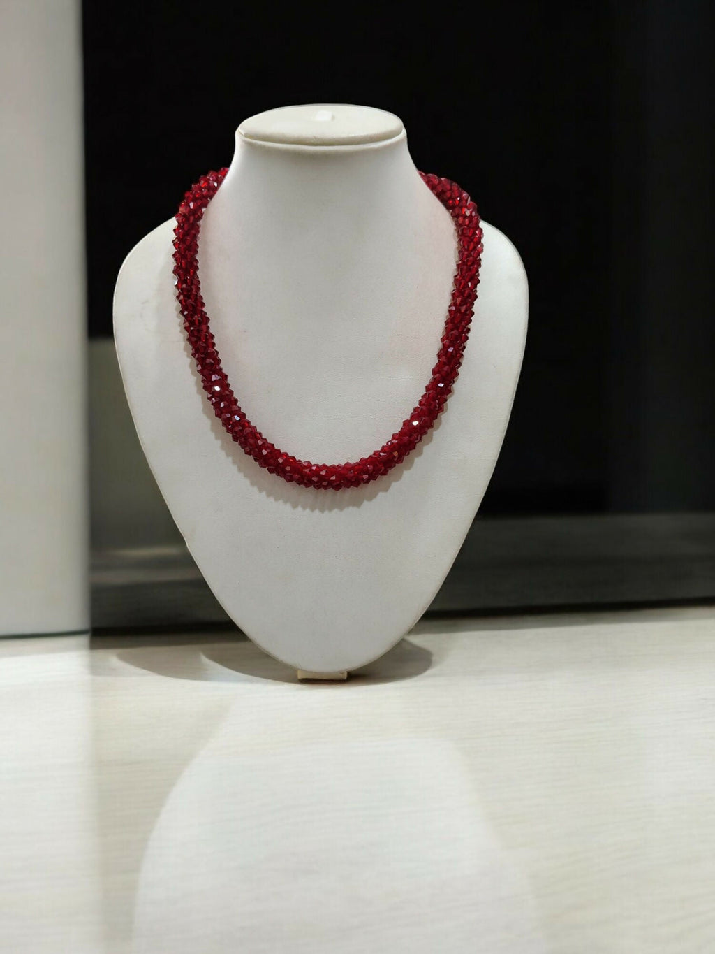 Inhanns Noor-E-Jalwa – Handmade Crystal Bead Necklace -Adjustable - Maroon Only Necklace | Grocsy