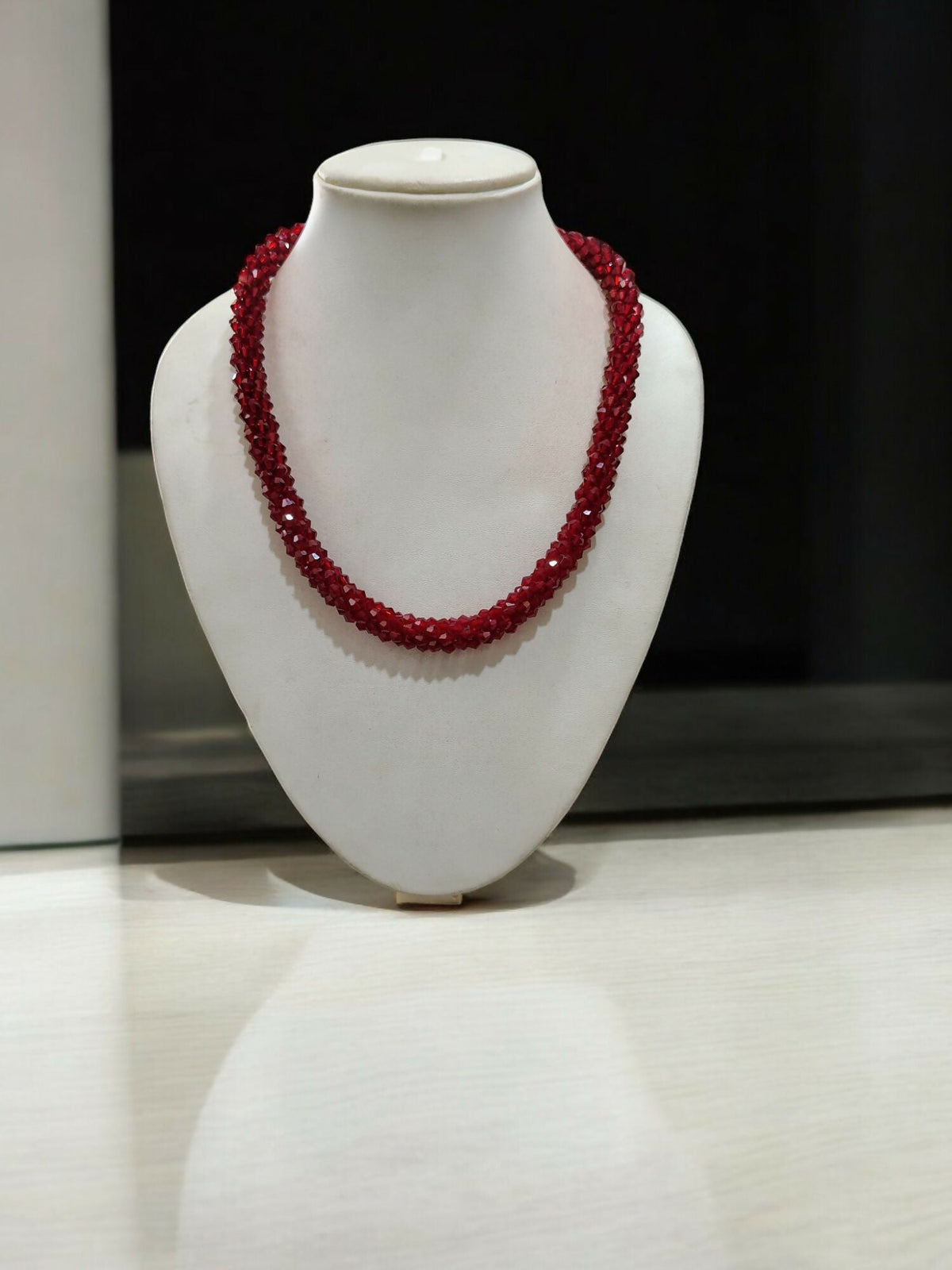 Inhanns Noor-E-Jalwa – Handmade Crystal Bead Necklace -Adjustable - Maroon Only Necklace | Grocsy