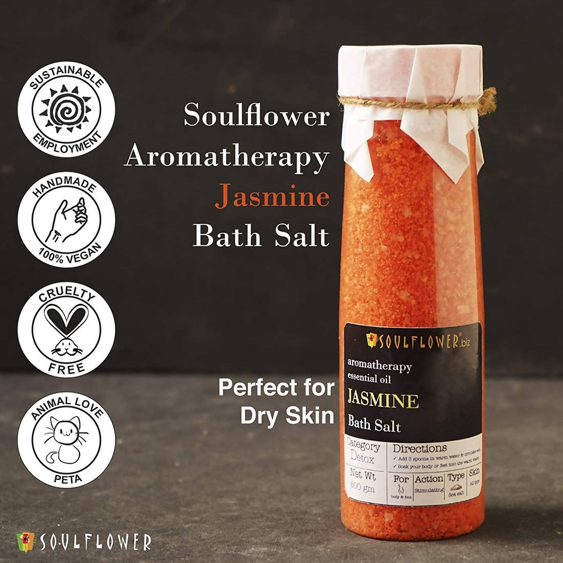 Soulflower Aromatherapy Essential Oil Jasmine Bath Salt | Grocsy