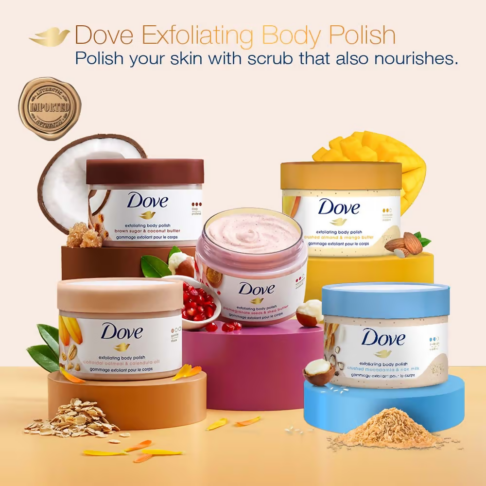 Dove Exfoliating Body Polish Scrub - Oatmeal & Calendula Oil | Grocsy
