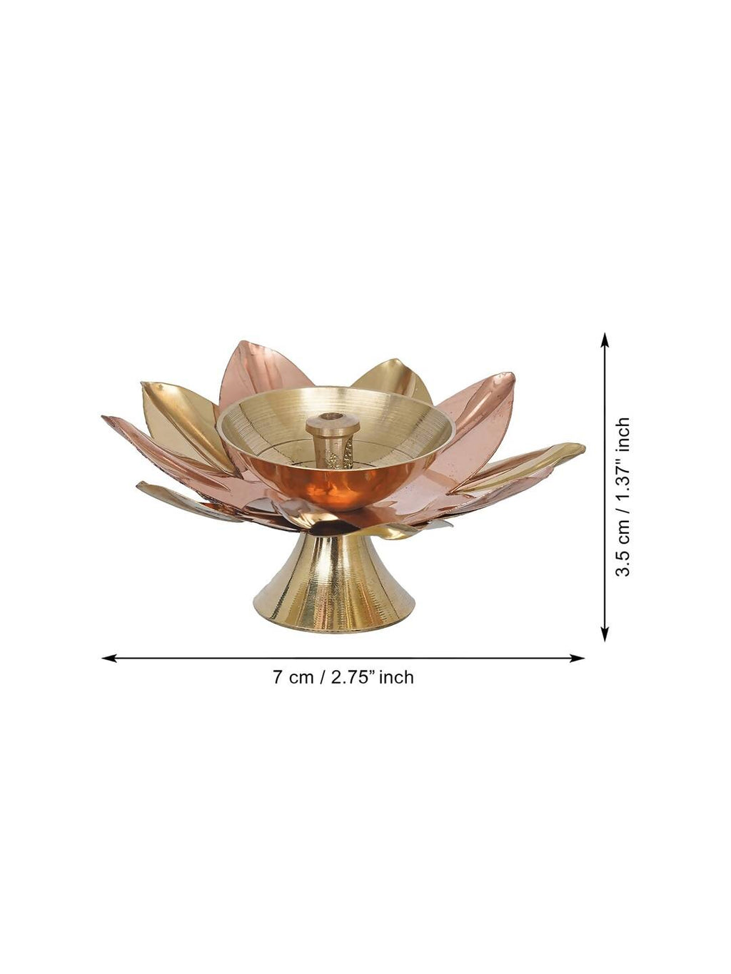 eCraftIndia Gold Toned Lotus Flower Shaped Decorative Brass Diya | Grocsy