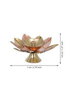 eCraftIndia Gold Toned Lotus Flower Shaped Decorative Brass Diya | Grocsy