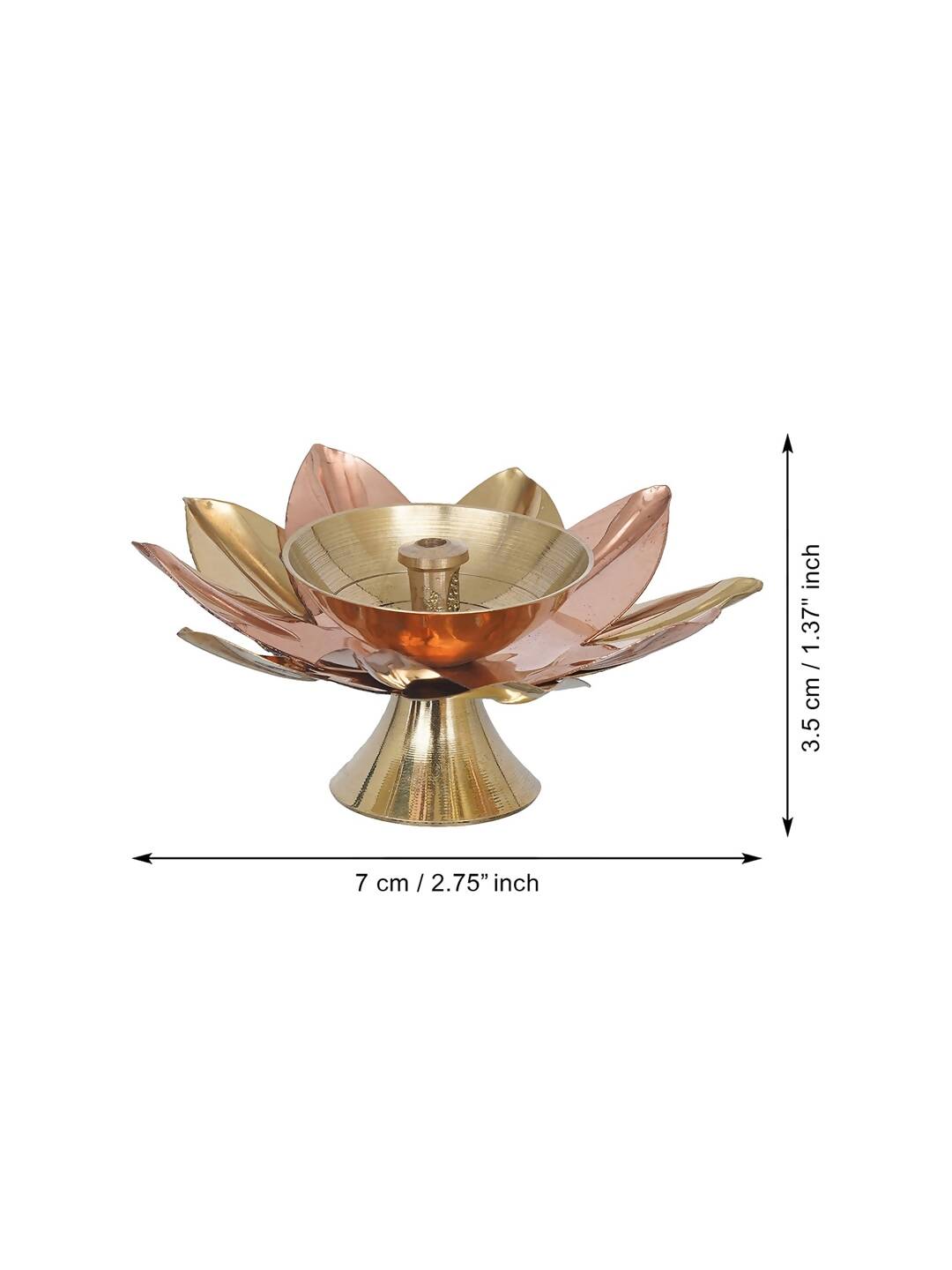 eCraftIndia Gold Toned Lotus Flower Shaped Decorative Brass Diya | Grocsy
