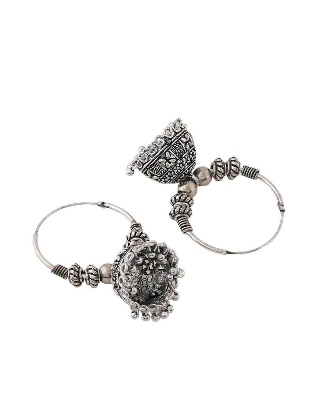 NVR Women Silver-Plated Contemporary Jhumkas Earrings | Grocsy