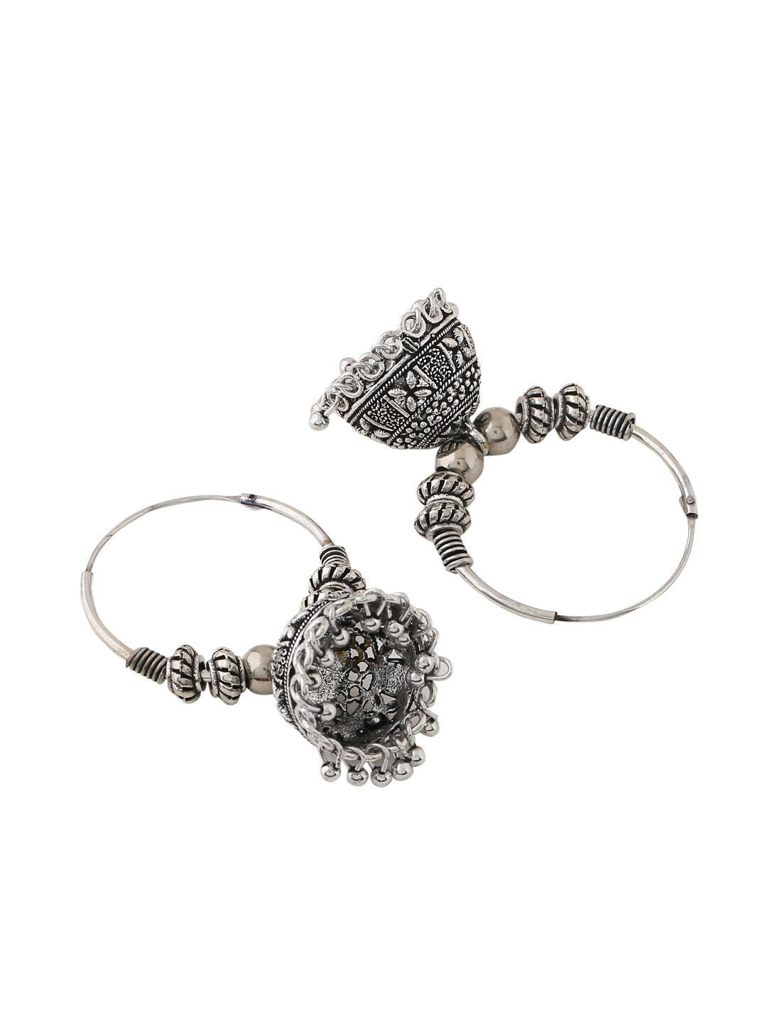 NVR Women Silver-Plated Contemporary Jhumkas Earrings | Grocsy