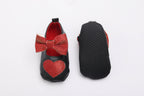 Tiny Bugs Girls Heart Bow Detailing Booties - Black & Red | Grocsy