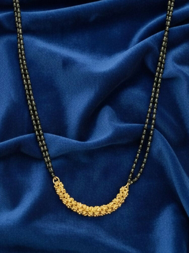 NVR Women Gold Plated Black Beaded Mangalsutra | Grocsy
