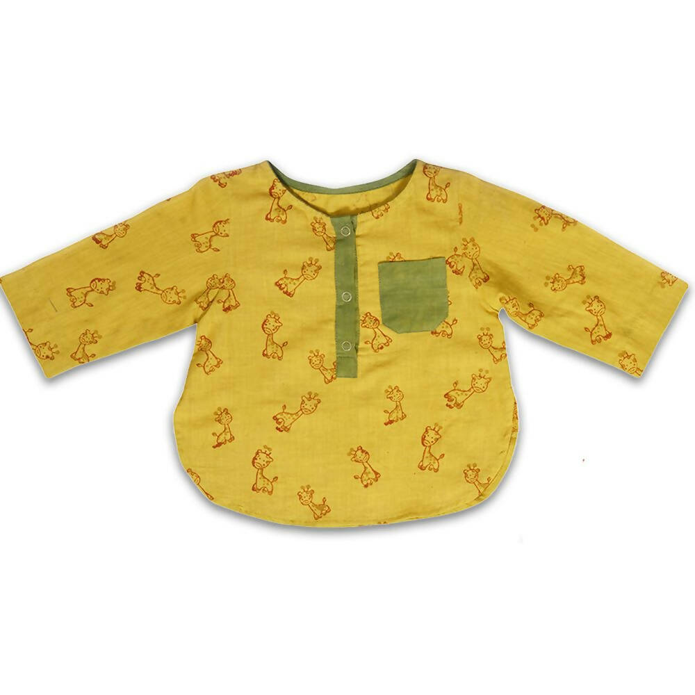 Mhyssa Ricco Full Sleeve Yellow T-shirt with Red Short Set For Kids | Grocsy
