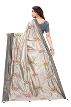 Vamika Grey Crepe Embroidery Saree (Nirali Grey) | Grocsy