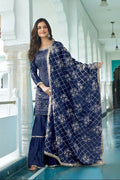 Teeya Creation Blue Colour Chinnon Silk Heavy Embroidery Work Fully Stitched Salwar Suit | Grocsy