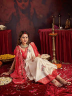 Joban Fashion Satin Silk Off White Floral Printed Saree | Grocsy