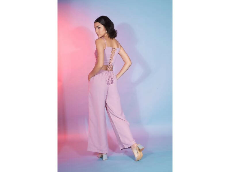 Pink Georgette Sequence With Thread Designer Co-Ord Set - Flory | Grocsy