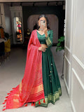 DEIANA'S Beautiful Pure Gaji Silk Weaving Lehengha Choli - Green | Grocsy