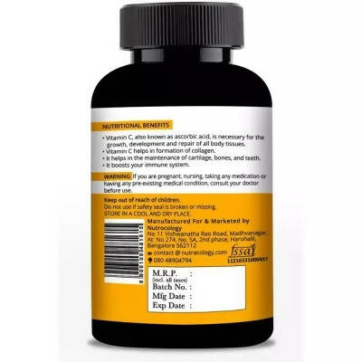 Nutracology Vitamin C 500mg Immunity Booster, Glowing Skin Tablets | Grocsy