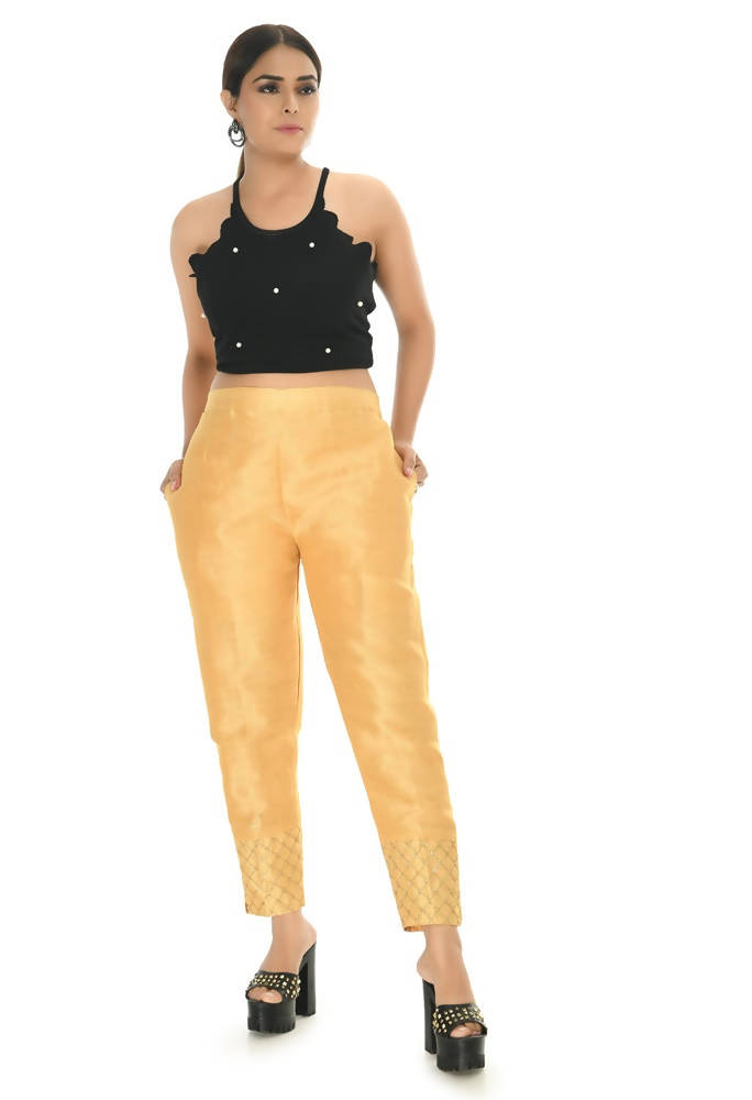 Mominos Fashion Moeza Silk Golden Color Pant | Grocsy