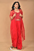 Morchari Women Hand Embroidery Crop Top-Red | Grocsy