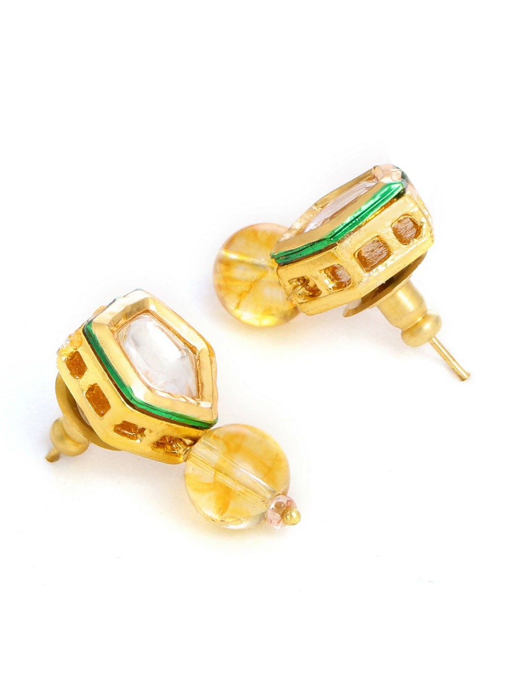 Ruby Raang Yellow Citrine Kundan Studs | Grocsy