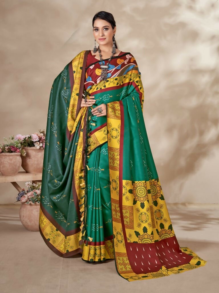 Aayaa Designer Winter Collection Printed Saree With Shawl - Multi Color | Grocsy