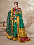Aayaa Designer Winter Collection Printed Saree With Shawl - Multi Color | Grocsy