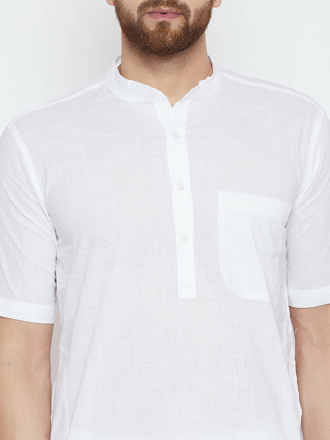 Even Apparels White Color Pure Cotton Men's Kurta With Band Collar | Grocsy