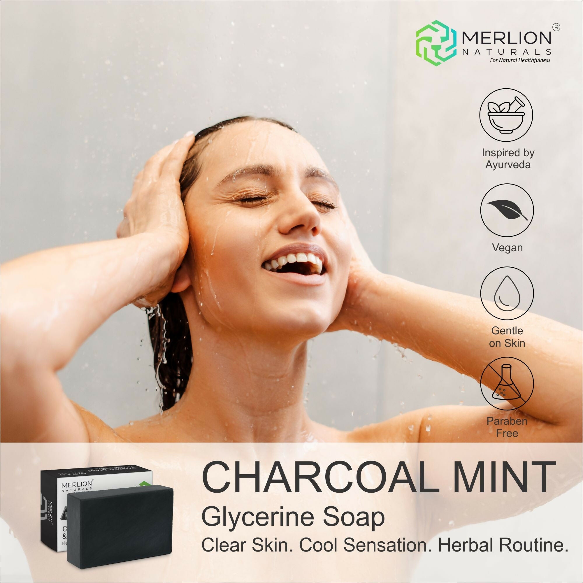 Merlion Naturals Charcoal & Mint Glycerine Soap | Grocsy