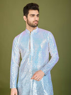 Vastranavya Ombre Blue Premium Real Georgette Thread Sequence & Embroidery work Kurta | Grocsy