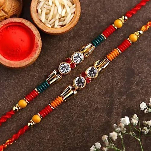 American Diamond Rakhi Set & Snickers Chocolates | Grocsy