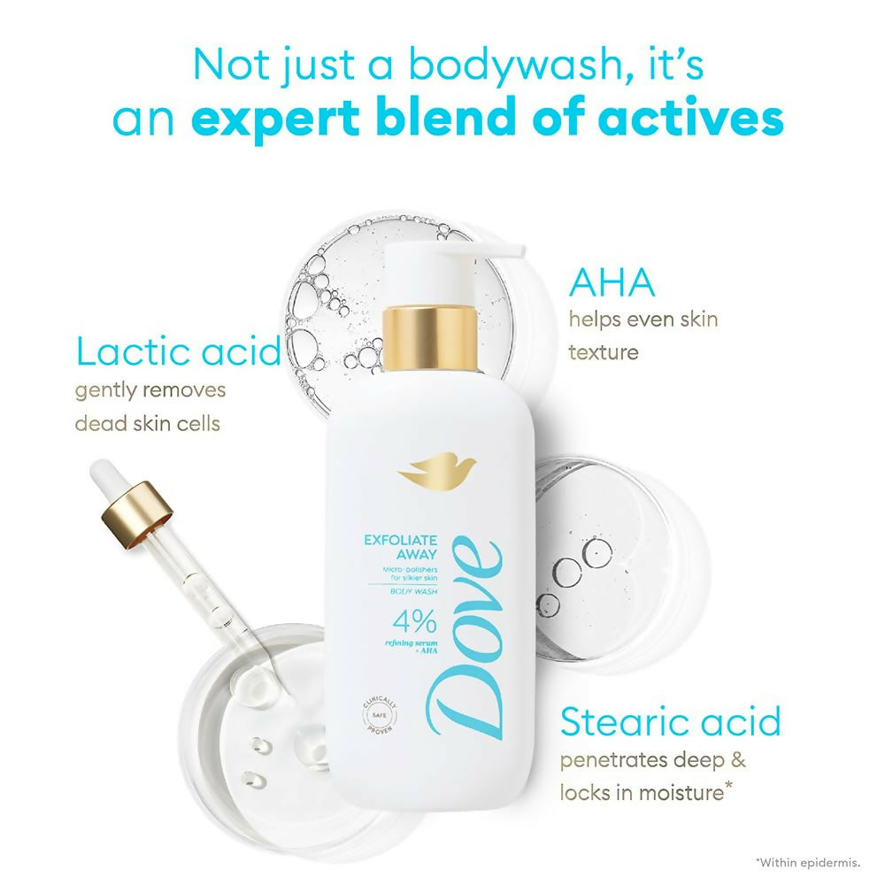 Dove Exfoliate Away Serum Body Wash with 4% Refining Serum + AHA | Grocsy