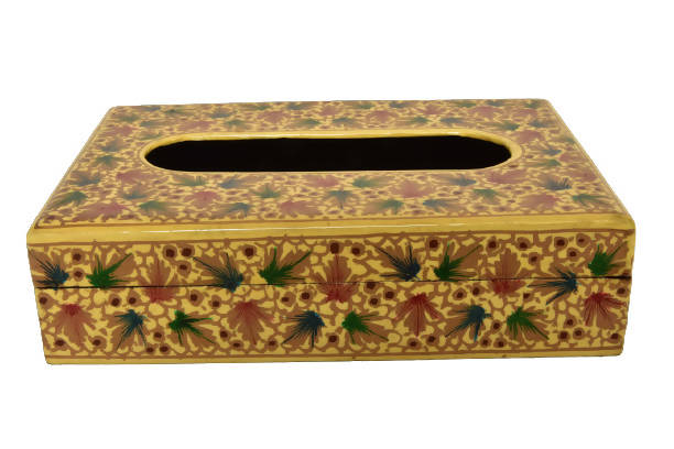 Nizalia Floral Motif Embossed Golden Paper Mache Bowl | Grocsy