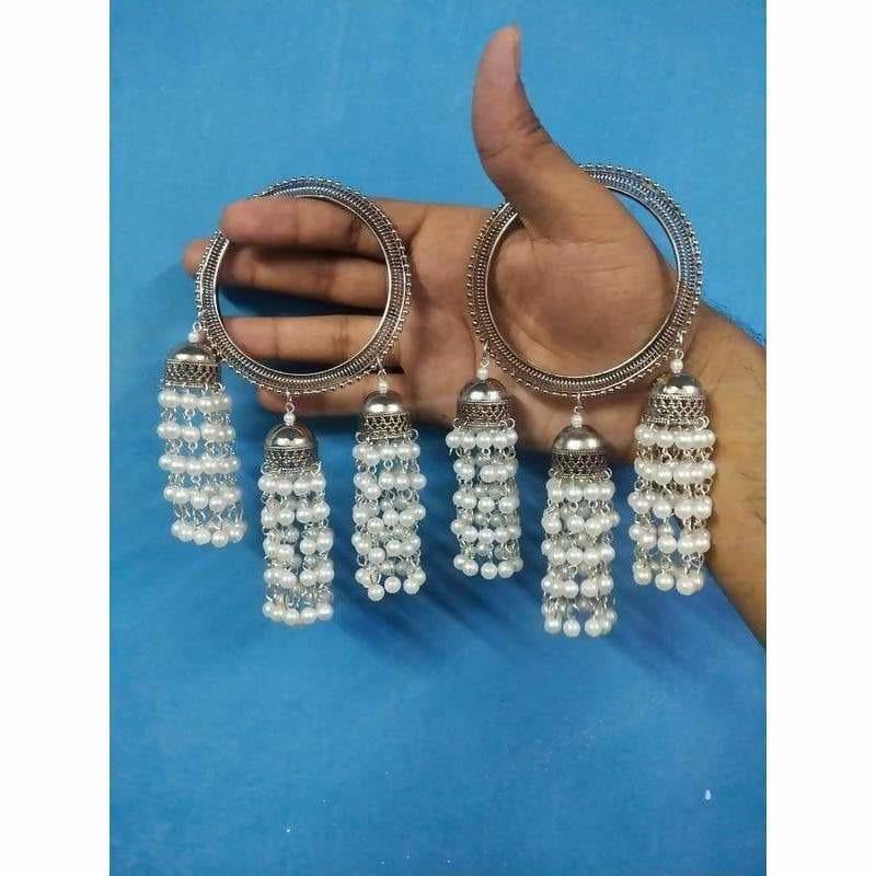 MS Fashion India Stylish And Trendy White Pearl Hanging Bangles | Grocsy