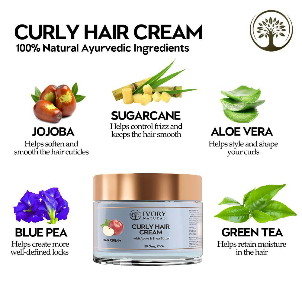 Ivory Natural Curly Hair Cream - Bouncy, Shiny, Humidity-Resistant Curls Hair | Grocsy