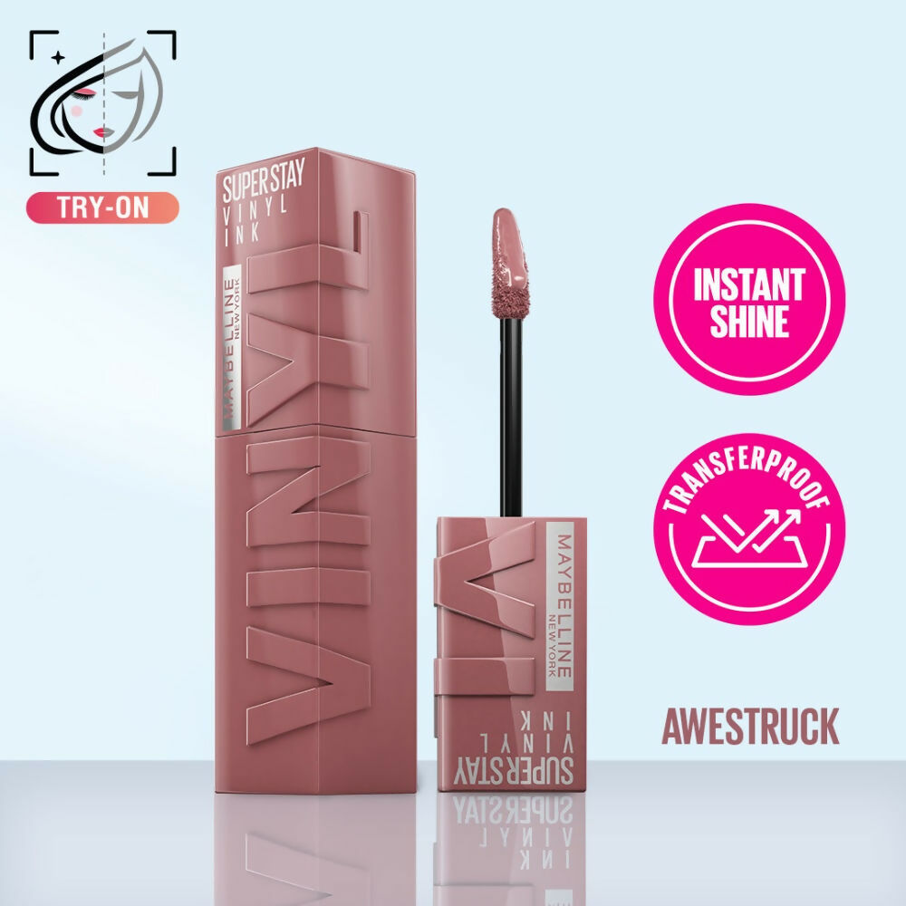 Maybelline New York Super Stay Vinyl Ink Liquid Lipstick, Instant Shine Lasts Up To 16H - Awestruck | Grocsy