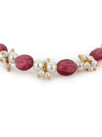 Women's Gold-Toned White Brass Kundan Gold-Polished Link Bracelet - Ruby Raang | Grocsy