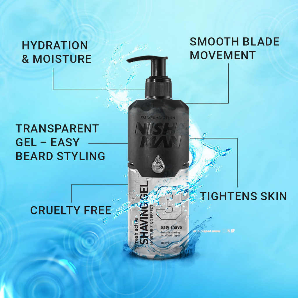 NishMan Fresh Active Easy Shave Shaving Gel Moisturizing Effect | Grocsy