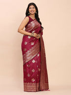 Shree Shyam Fashion Banarasi Silk Magenta Saree | Grocsy