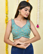 Amodini Designer Studio Floral Position Print Women Green Blouse | Grocsy