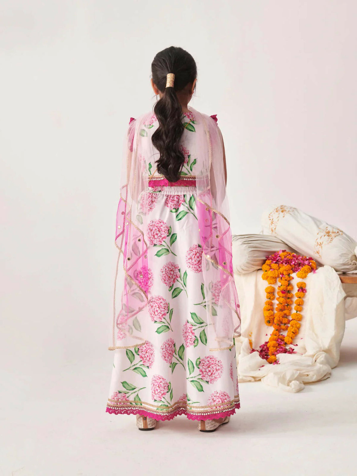 Joban Fashion Girl's Pink & White Color Lehenga Choli | Grocsy