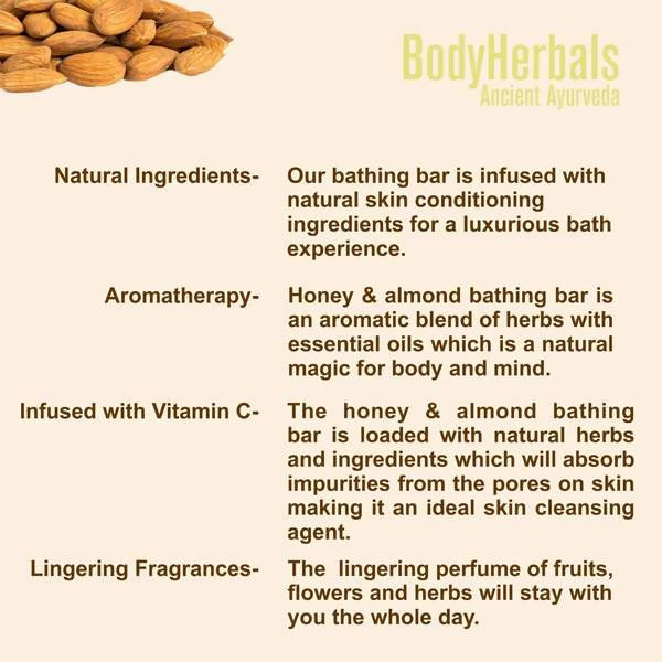 Bodyherbals Hydrating, Hand Made Honey Almond Bathing Bar | Grocsy