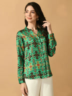 Myshka Women's Multi Satin Printed Smart Shirt | Grocsy