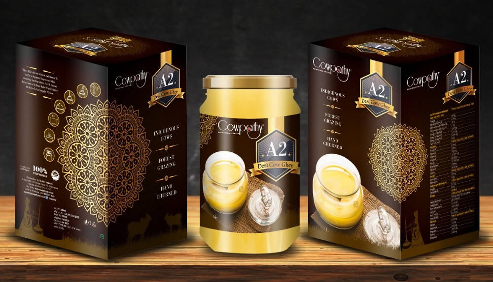 Cowpathy A2 Desi Cow Ghee | Made With Pure A2 Milk | Traditional Curd Churned Ghee | Grocsy