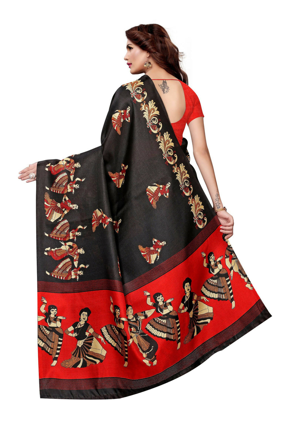 Vamika Black Kalamkari With Jhalar Khadi Latest Silk Saree | Grocsy