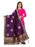 Mimosa Women's Animal Print Art Silk Purple Dupatta | Grocsy