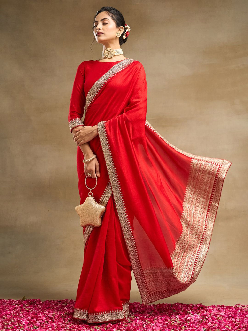 kasee Solid Embroidered Pure Silk Saree | Grocsy