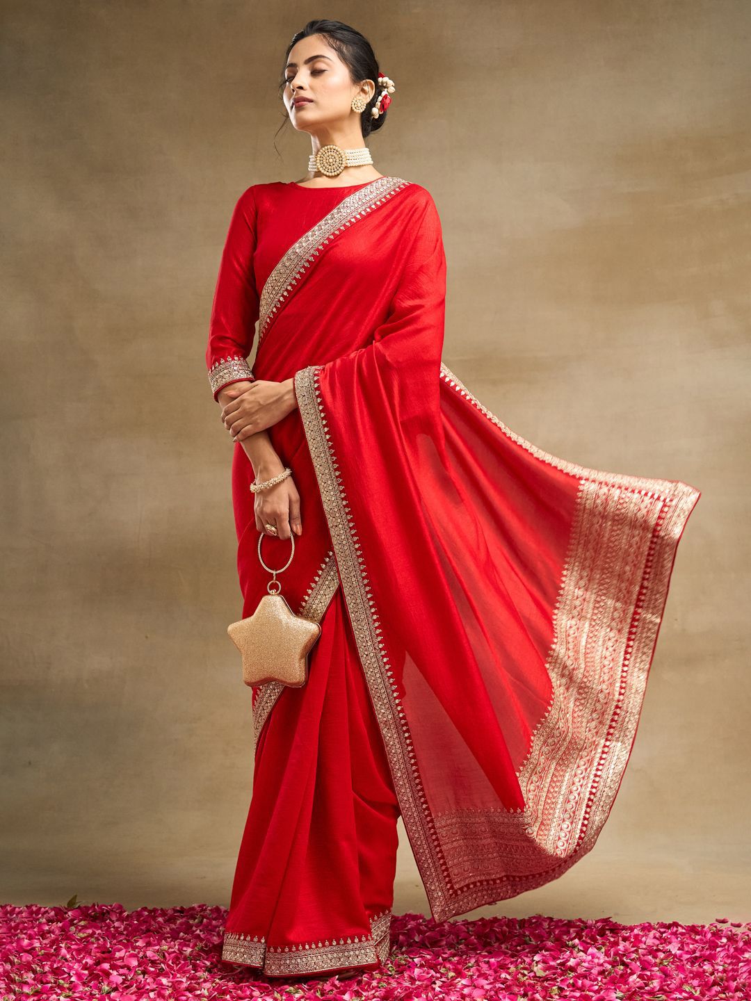 kasee Solid Embroidered Pure Silk Saree | Grocsy