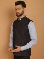 Even Apparels Pure Wool Nehru Jacket - Black | Grocsy