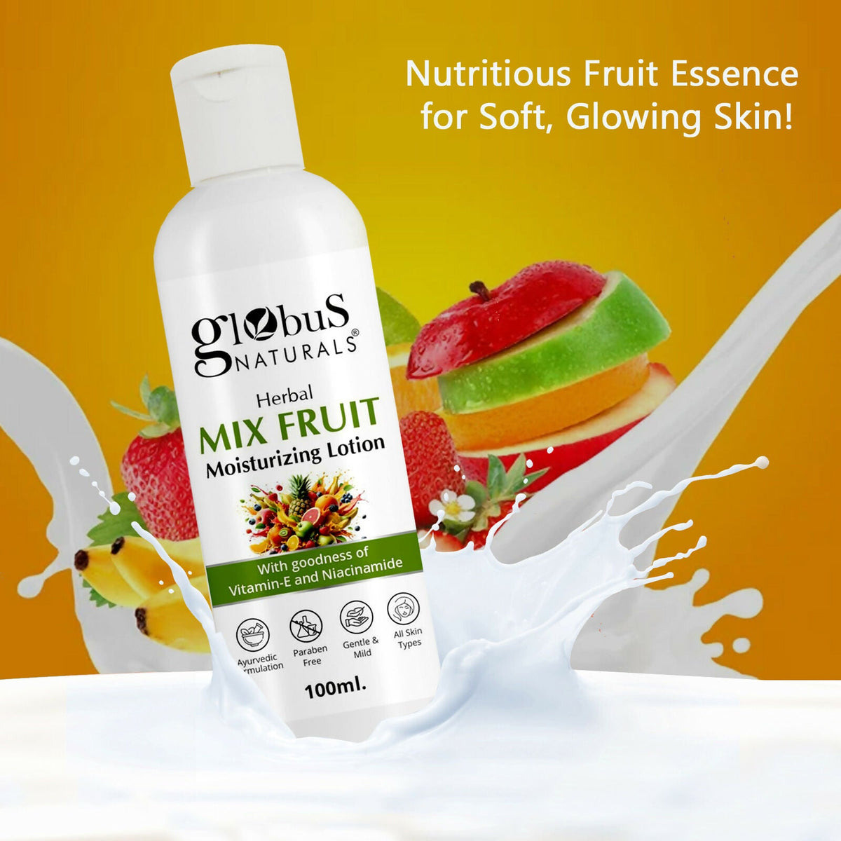 Globus Naturals Herbal Mix Fruit Moisturizing Body Lotion For Radiant, Glowing Skin, All Skin Types | Grocsy